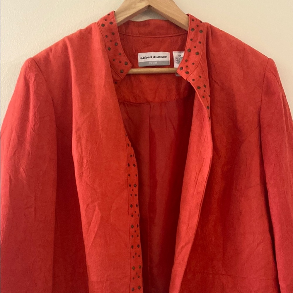 Alfred Dunner Women's Red Faux suede Jacket